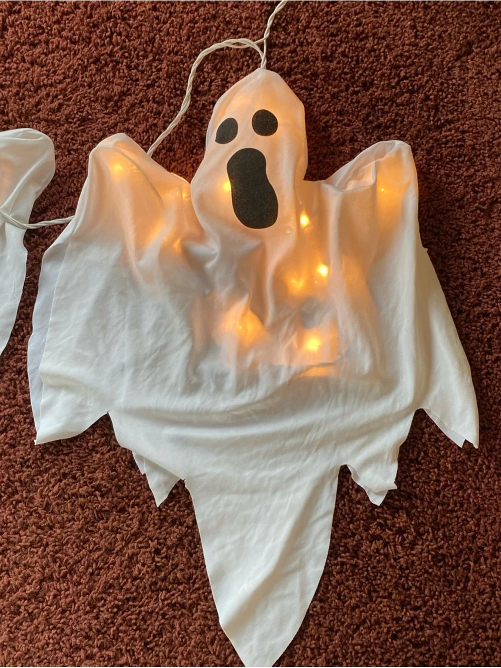 Halloween Ghost String Lights With 3 Fabric Ghosts Set Works Holiday Party Large